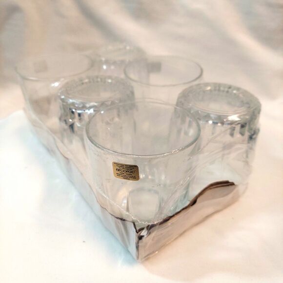 Arcoroc Lancer On The Rocks Glasses 6 Pack New 10 Oz 3-1/2" Tall Vintage - Picture 3 of 5